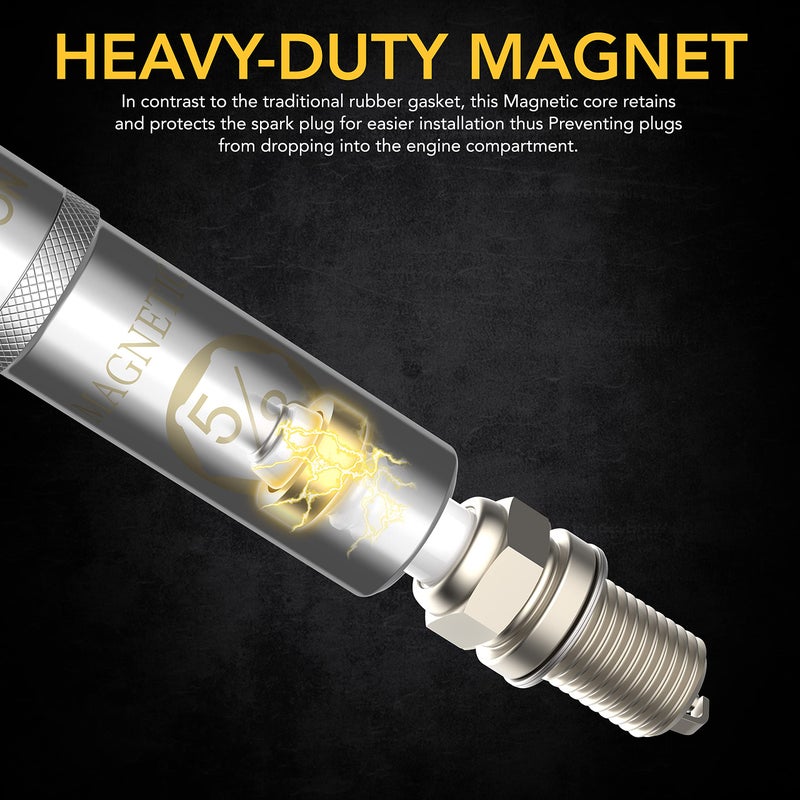 LEXIVON 5/8" Swivel Magnetic Spark Plug Socket, 3/8" Drive x 6" Total Length | Enhanced Magnetic Design with Thin Wall Socket, Cr-v Steel (LX-121) - Image 3